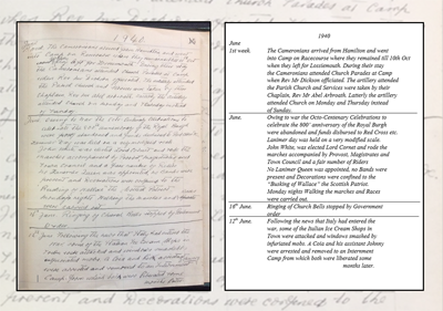 Extracts from a war time diary of the Lanark area the diary shows details of entries for the first and second weeks in June 1940