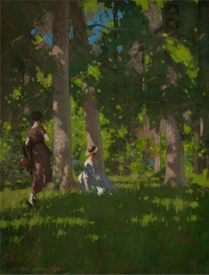 Two girls in a wood by George Henry