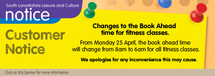 Fitness Class Book Ahead time changing to 6am from Monday 25 April Slider image