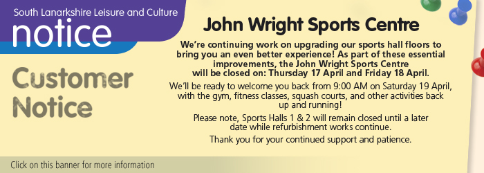 John Wright Sports Centre undergoing maintenance Slider image